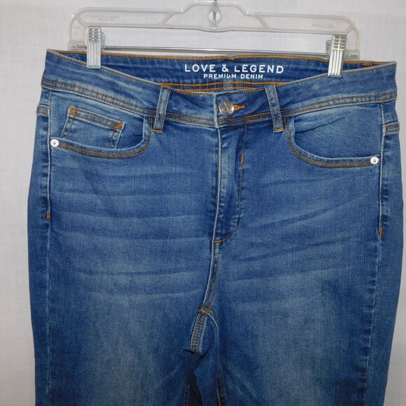 Love & Legend Demin Womens 14 High Waist Crop Raw Hem Dyed Ankle blue Jeans - Picture 2 of 12